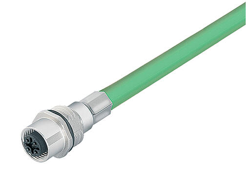 Illustration 70 3734 705 04 - M12 Embase femelle, Contacts: 4, blindé, assemblés avec câble, IP67, UL, M16x1,5, Profinet, PUR, vert, 2 x 2 x AWG 22, 0,5 m