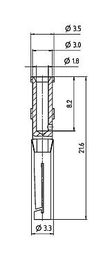 Méretarányos rajz 61 0899 139 - RD24 / Bayonet HEC - Socket contact, 100 pcs.