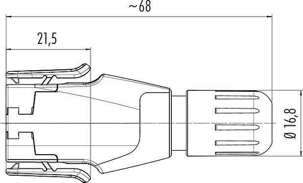 Rysunek z wymiarami Zatrzask Męskie złącze kablowe proste, Kontaktów: 12, 6,0-8,0 mm, nieekranowany, lutowanie, IP54