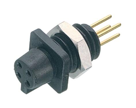 3D View 09 9750 20 03 - Snap-In IP40 Female panel mount connector, Contacts: 3, unshielded, THT, IP40