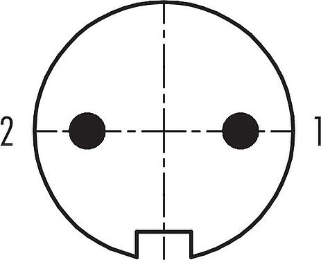 Contact arrangement (Plug-in side) Bayonet Male angled connector, Contacts: 2, 4.0-6.0 mm, unshielded, solder, IP40