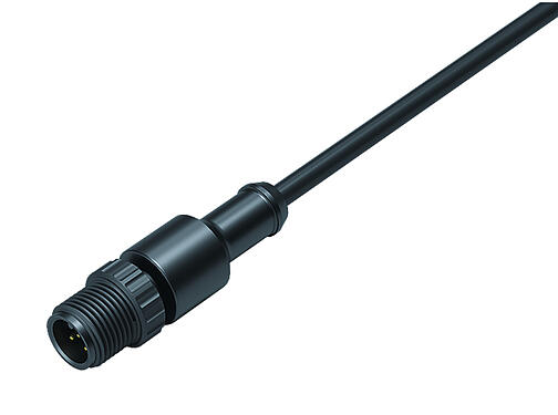 3D View 77 3419 0000 50003-0200 - M12-A Male cable connector, Contacts: 3, unshielded, moulded on the cable, IP68, UL, PUR, black, 3 x 0.34 mm², 2 m