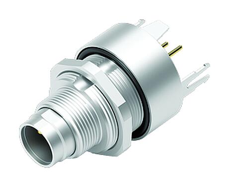 3D View 09 0403 35 02 - M9 IP67 Male panel mount connector, Contacts: 2, shieldable, THT, IP67, front fastened