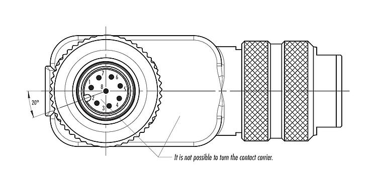 Contact arrangement (Plug-in side) 99 1489 824 08 - M12 Male angled connector, Contacts: 8, 5.0-8.0 mm, shieldable, screw clamp, IP67, UL