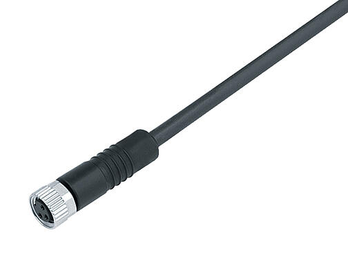 Illustration 77 3406 0000 50008-0500 - M8 Female cable connector, Contacts: 8, unshielded, moulded on the cable, IP67/IP69K, UL, PUR, black, 8 x 0.25 mm², 5 m