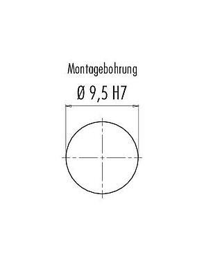 Montageanleitung / Montageausschnitt M12 Einbaustecker, Polzahl: 2+PE, ungeschirmt, löten, IP67, UL