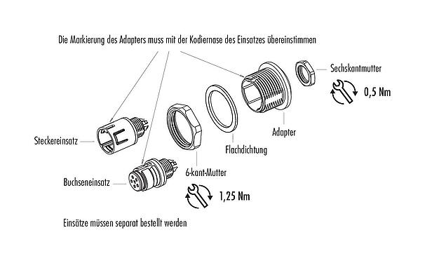 Montageanleitung Snap-In Adapter, ungeschirmt, Rückwandmontage, von vorne verschraubbar