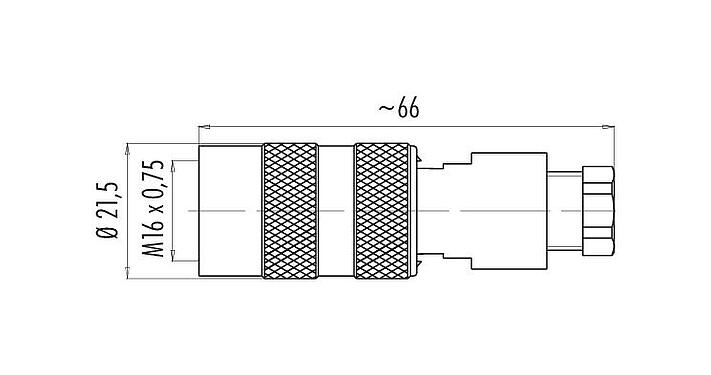 Maßzeichnung 09 0114 70 05 - M16 Kabeldose, Polzahl: 5 (05-a), 6,0-8,0 mm, ungeschirmt, löten, IP67