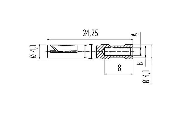 Desenho da escala 61 0900 139 - Bayonet HEC - Contato de encaixe, 100 pcs.; Série 696