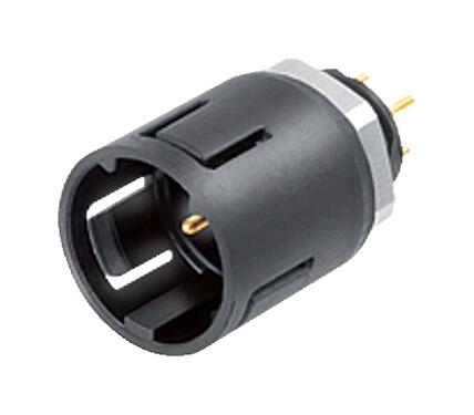 Illustratie Snap-In Male panel mount connector, aantal polen: 5, onafgeschermd, THT, IP67, UL 2238, M8x0,75, Frontaansluiting