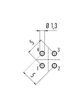 Ledarlayout 86 1031 1100 00004 - M12 Flänsplugg, antal poler: 4, oskärmad, THT, IP68, UL 2238, M12x1,0, Bakre väggmontering