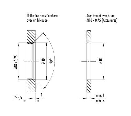 Instructions de montage / Découpe du panneau 99 4172 00 08 - M16 Connecteur femelle, Contacts: 8, 5,5-9,0 mm, blindable, IDC, IP67