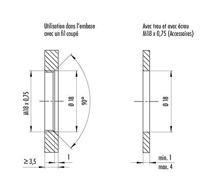 Instructions de montage / Découpe du panneau M16 Connecteur femelle, Contacts: 8, 5,5-9,0 mm, blindable, IDC, IP67