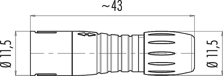 Scale drawing Snap-In Male cable connector, Contacts: 4, 3.5-5.0 mm, unshielded, solder, IP67, UL 2238