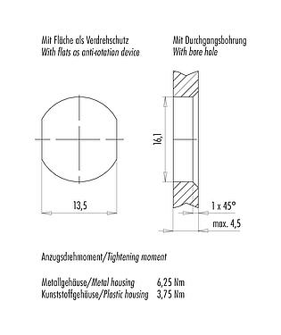 Montagevoorbeeld M12 Doorvoer voor schakelkast, aantal polen: 8, afgeschermd, stekerbaar, IP67, UL, Achterwandmontage