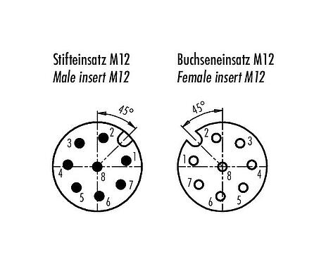 Contactconfiguratie (Insteekbereik) M12 Doorvoer voor schakelkast, aantal polen: 8, afgeschermd, stekerbaar, IP67, M12x1,0