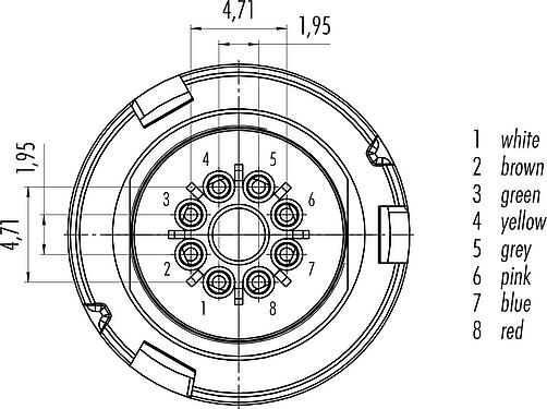 Disposition des contacts (Côté plug-in) Baïonnette Connecteur mâle, Contacts: 8, non blindé, souder, IP67, PUR, noir, 8 x 0,25 mm², 2 m