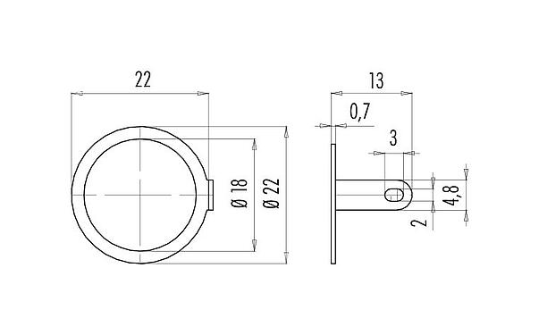 Scale drawing 04 0186 009 - M16 IP40 / M16 IP67 - Solder ring; Series 423/425/581/680/682/723