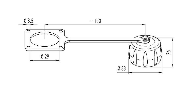Méretarányos rajz 08 3109 000 000 - Bayonet HEC - Protective cap for flange plug