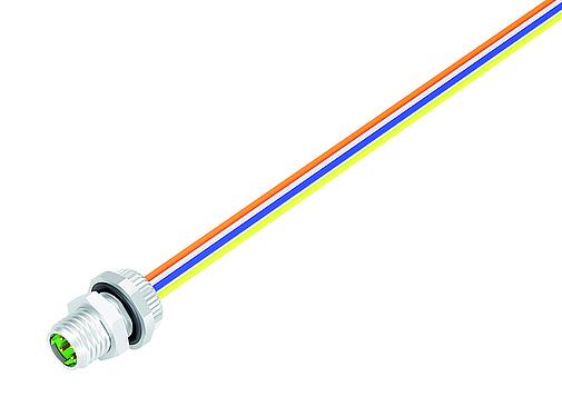 Illustration 76 6321 1011 00404-0200 - M8 Flänsplugg, antal poler: 4, oskärmad, flätad kabel, IP67, M8x1,0, Bakre väggmontering
