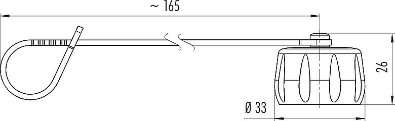 Schaaltekening Beschermkap, IP68/IP69K aangesloten, met bevestigingsband