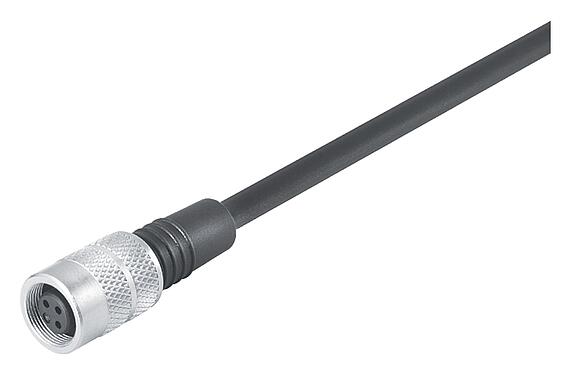 Ilustración M9 Conector de cable hembra, Número de contactos: 8, sin blindaje, moldeado en el cable, IP67, PUR, negro, 8 x 0,14 mm², 2 m