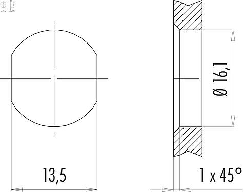 安装说明 M12 孔头法兰座, 极数: 8, 可接屏蔽, THT, IP67, UL, M16x1.5, 板前安装