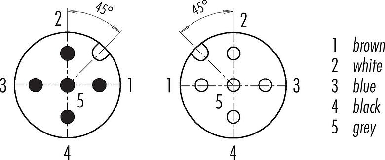 Contactconfiguratie (Insteekbereik) M12 Verbindingskabel kabelstekker - kabeldoos, aantal polen: 5, onafgeschermd, aan de kabel aangegoten, IP67/IP69K, UL 2238, PUR, zwart, 5 x 0,34 mm², 2 m