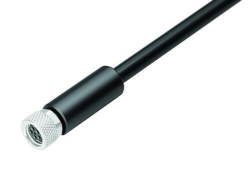 Illustration M8 Connecteur femelle, Contacts: 5, blindé, surmoulé sur le câble, IP67/IP69K, M8x1,0, PUR, noir, 5 x 0,25 mm², 2 m