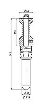 Desenho da escala 61 1312 139 - Bayonet HEC - Contato pino para versão 4+PE, 100 pcs.; Série 696