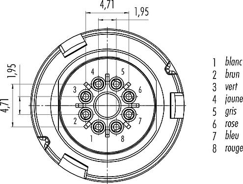 Disposition des contacts (Côté plug-in) Baïonnette Connecteur mâle, Contacts: 8, non blindé, souder, IP67, PUR, noir, 8 x 0,25 mm², 5 m