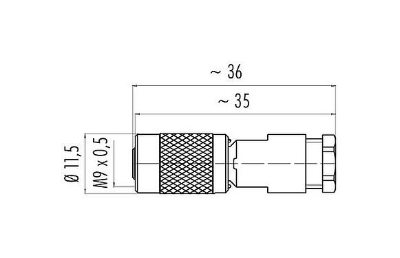 Skalritning M9 Kabeluttag, antal poler: 8, 3,5-5,0 mm, oskärmad, lödning, IP67