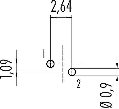Disposition du conducteur M9 Embase femelle, Contacts: 2, non blindé, THT, IP40, M9x0,5, Montage frontal