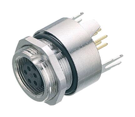 Illustratie 09 0424 35 07 - M9 Female panel mount connector, aantal polen: 7, schermbaar, THT, IP67, Frontaansluiting
