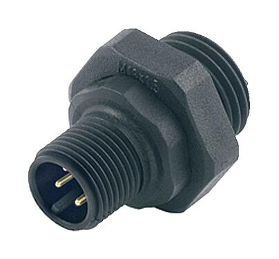 Illustration M12 Male panel mount connector, Contacts: 4, unshielded, solder, IP67, M20x1.5, Front mounting