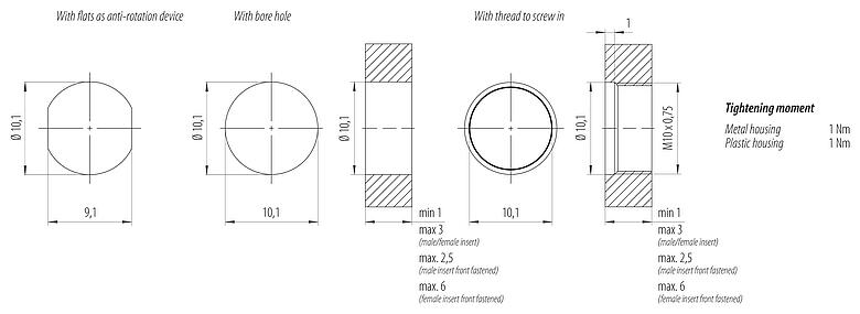 Vzorek sestavy M8 Přírubová zásuvka, : 4, nestíněný, Splétané vodiče, IP67, M8x1,0, Montáž na zadní stěnu
