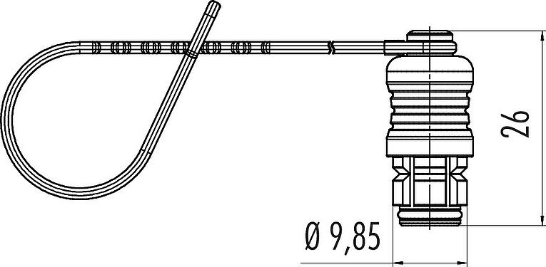 Dessin coté Capuchon de protection, IP67, pour connecteur mâle