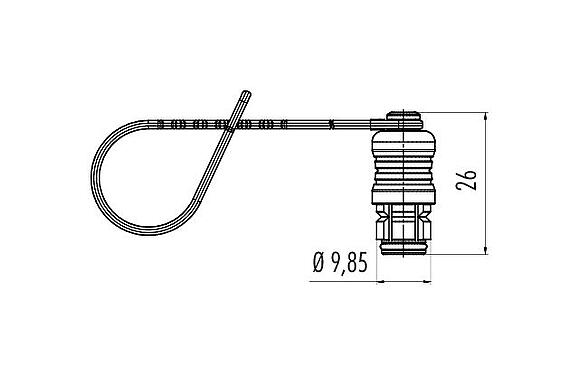Масштабный чертеж 08 2813 000 000 - Защитный колпачок с защелкой IP67 для кабельных разъемов; серия 620