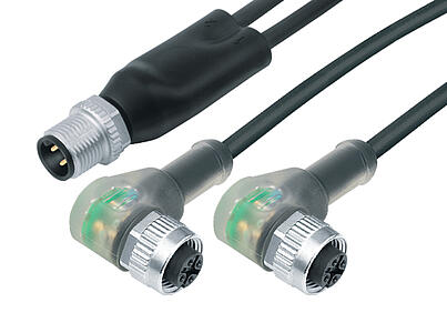 自动化技术连接器-传感器，执行器--带电缆双出口 - 2孔头弯角电缆连接器 M12x1_765_0_22_DG_SK
