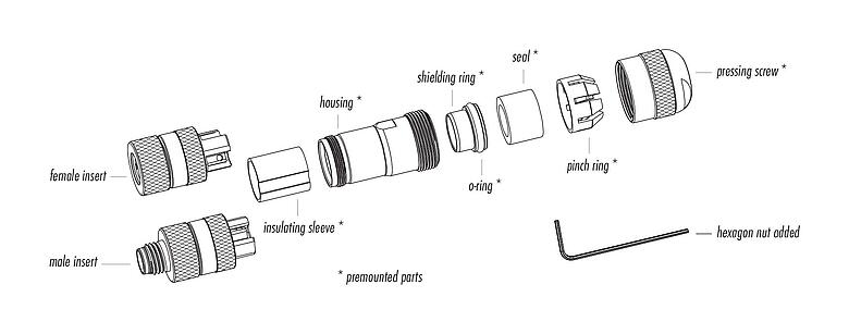 Artikelbeschrijving 99 3361 300 03 - M8 Kabelstekker, aantal polen: 3, 6,0-8,0 mm, schermbaar, schroefklem, IP67, UL