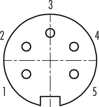 Disposition des contacts (Côté plug-in) Push Pull Embase femelle, Contacts: 5, non blindé, souder, IP67, M21x1,0, Montage frontal