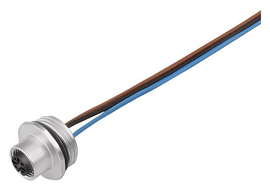 Illustration M12 Female panel mount connector, Contacts: 8, unshielded, single wires, IP67, UL 2238, M20x1.5, Front mounting