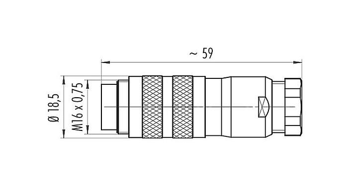 Scale drawing 99 5609 210 04 - M16 Male cable connector, Contacts: 4 (04-a), 6.0-8.0 mm, shieldable, screw clamp, IP67, UL