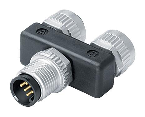 Illustrazione 79 5211 00 08 - M12/M12 Scatola di distribuzione doppia, distributore a Y, maschio - 2 femmina, Numero poli: 8, non schermato, innestabile, IP68, UL 2238