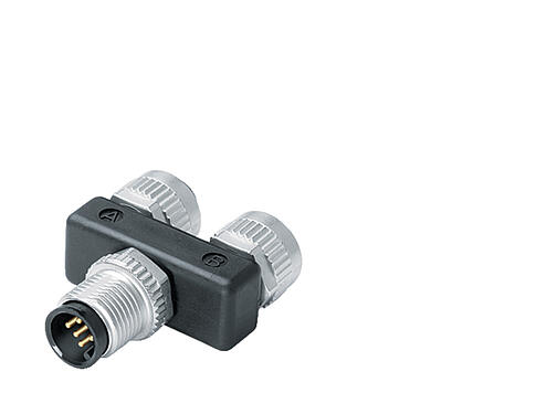 Illustration 79 5211 00 08 - M12 Twin distributor, Y-distributor, male M12x1 - 2 female M12x1, Contacts: 8, unshielded, pluggable, IP68, UL