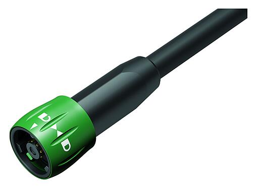 Illustration 77 6075 0000 50008-0500 - Bayonet Male cable connector, Contacts: 8, unshielded, solder, IP67, PUR, black, 8 x 0.25 mm², 5 m