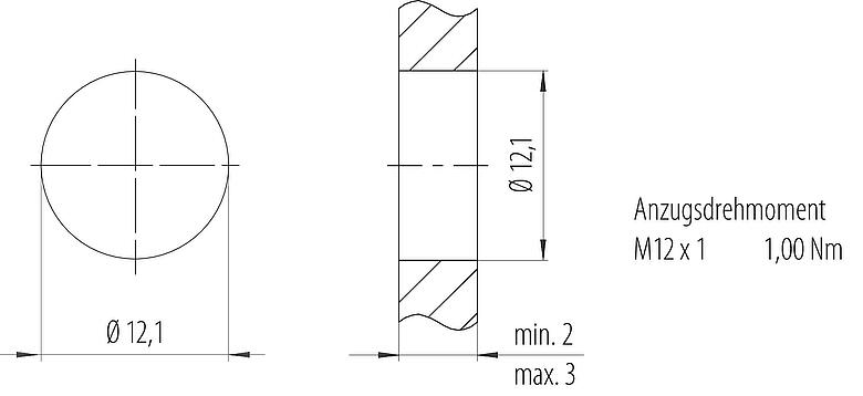 Montageanleitung / Montageausschnitt 99 3481 401 08 - M12 Flanschstecker, Polzahl: 8, schirmbar, SMT, IP67, M12x1,0, Frontmontage
