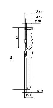 Rysunek z wymiarami 61 0894 139 - RD24 / bagnet HEC - styk męski, 100 szt.; seria 692/693/696