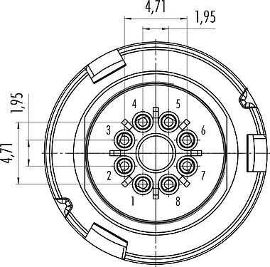 Polbild (Steckseite) Bajonett Kabelstecker, Polzahl: 8, 2,5-4,0 mm, ungeschirmt, löten, IP67