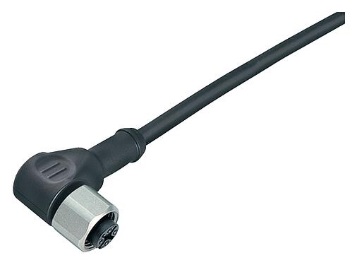 Ilustración 77 3734 0000 50005-0500 - M12 Conector hembra en ángulo, Número de contactos: 5, sin blindaje, moldeado en el cable, IP69K, UL 2238, PUR, negro, 5 x 0,34 mm², Acero inoxidable, 5 m